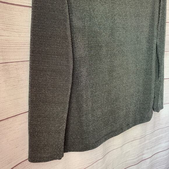 Banana Republic Gray Metallic Shimmer Blouse Long Sleeve Size Large - Picture 14 of 16